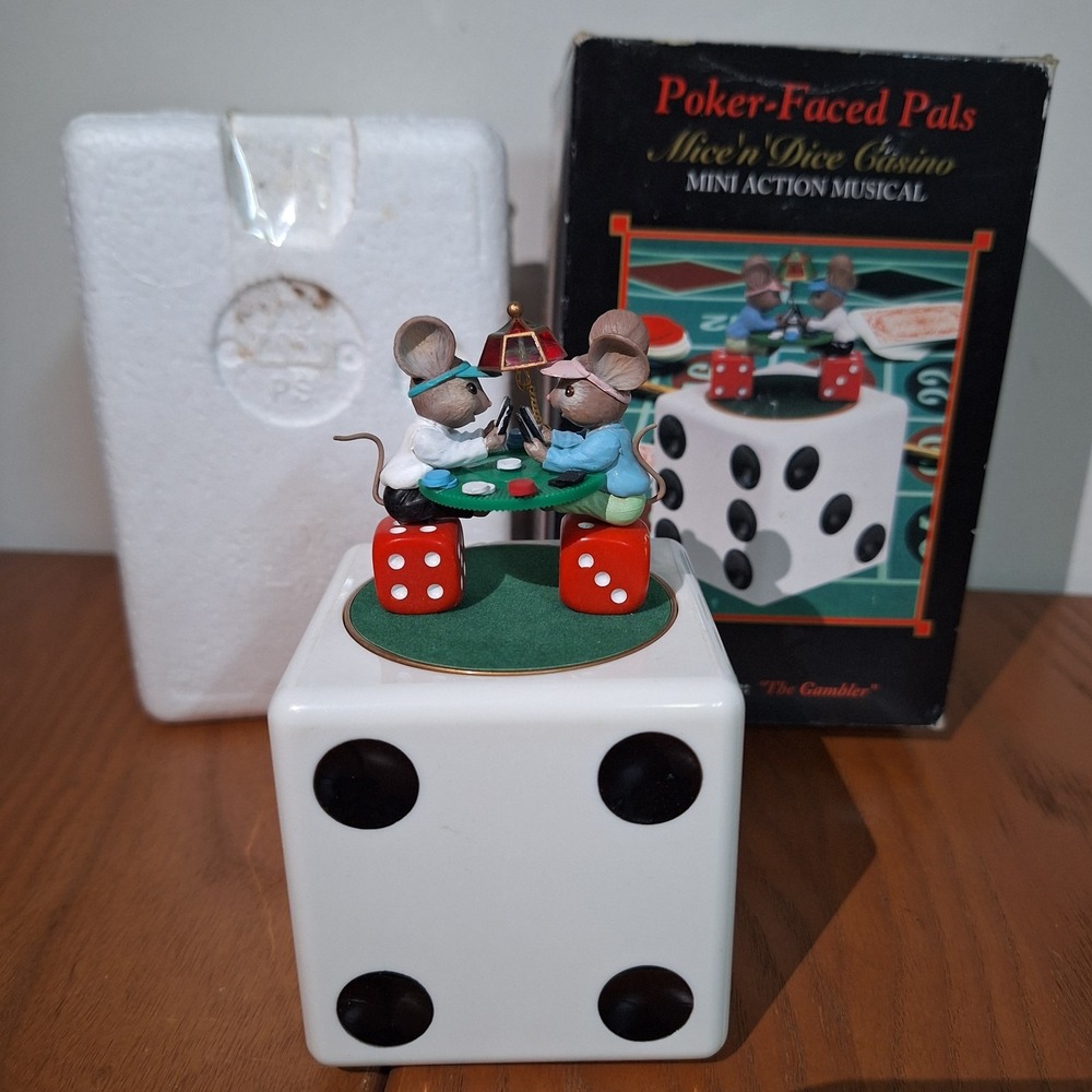 Vintage 1996 Enesco - The‎ Gambler - Mice N Dice Casino - Musical Wind Up